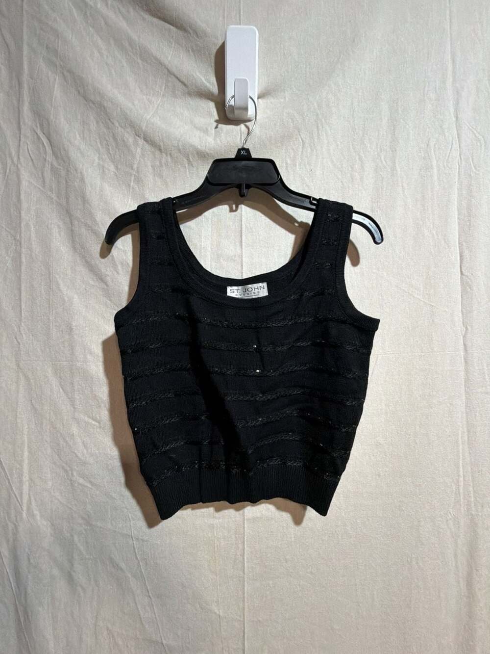 St. John Evening by Marie Gray Black Knit Sequin Tank Top Size 2